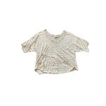 Faherty  Oceanside Linen Relaxed V Neck Tee In Hamptonstripe Size XS Tan White Photo 5