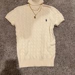 Polo Ralph Lauren White Cable Knit Sweater turtle neck Size L Photo 3