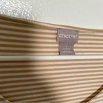 Chico's Chico’s Scoop Neck Half Sleeve Top White Beige Stripes Photo 8