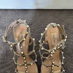 Valentino Garavani Rockstud Caged 90mm Block Heel Sandals Silver Leather Size 39 Photo 5