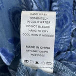 Y2K Meritt Velvet Burnout Satin Button Up Top Small Paisley Blue Long Sleeve VTG Photo 7