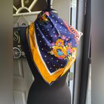 Vintage 70/80s Honey silk floral made in Japan neck head scarf Blue Photo 1