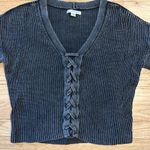American Eagle cropped waist flare sleeve braided sweater Photo 1