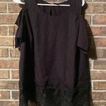 Kaari Blue Black lightweight shirt with lace trim by  Photo 0