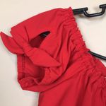 J.Crew NWT  Women’s Red Keyhole Bow Puff Sleeve Elasticized Neckline Crop Blouse Photo 1