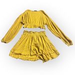 Free People Beach Sweet Lady Set Women's XS Mustard Yellow Long Sleeve Ruffle Photo 3