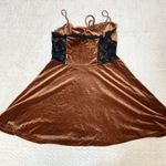 Urban Outfitters  Women's Brown Velvet Black Lace Faith slip Dress Size Large Photo 4