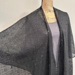Chico's  Black Sequin Lace Open Front Kimono Cardigan Sequins OS Stretch Holiday Photo 2