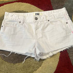 PINK - Victoria's Secret Victoria’s Secret PINK Y2K Style White Low Rise Denim Jean Shorts Frayed Size 4 Photo 0