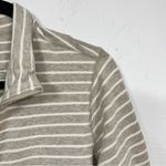 L.L.Bean Beige Cream Striped Quarter Zip Pullover Sweater Womens L Casual Classic Photo 7