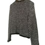 White House | Black Market WHBM Tweed Knit Cardigan Black & White Sweater Blazer Jewel Trim Size Small Photo 6
