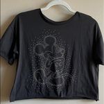 Disney  Mickey Mouse cropped charcoal Gray women’s shirt large w/ jeweled beading Photo 1