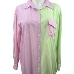 Terez Multi Colorblock Gingham Collared Long Sleeve Button Up Shirt Top Size S Photo 0