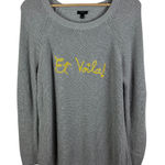 Talbots  Et Voila! Sweater Size 1X Gray Pullover Knit French‎ Graphic Cute Comfy Photo 0