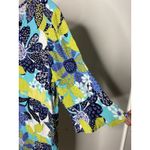 Habitat  Women's Medium Floral Tunic Dress V-Neck Bright Artsy Blue Half Sleeve Photo 1