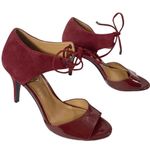 Franco Sarto Dawson heeled peep toe sandal in Bordeaux color size 7.5 Photo 1