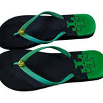Tory Burch  Emory green and black logo thong flip flops sandals PCV size 7 Photo 0