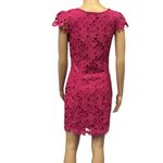 Love Point Pink Floral Crochet Overlay Cap Sleeve Zip Side Mini Dress Medium Size undefined Photo 5
