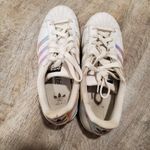 Adidas White Holographic Superstar Sneakers Size 5 Photo 4
