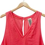 Free People Coral Pink Ruffle Hem Tank Size XS Deep V Neck Open Back Made in USA Photo 3
