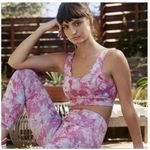 Anthropologie  Daily Practice Pink Scalloped Floral Print Athletic Sports Bra M Photo 0