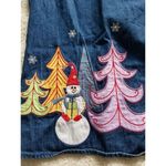 Field Gear Women's Blue Jean Denim Button Down Christmas Tree Blouse Top Size M Size M Photo 3