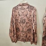 Gilligan & O''malley Luxe Light Pink Black Rose Satin Pajama Set Size L Size L Photo 5
