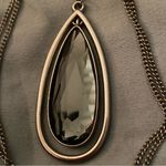 Vintage 36” to 40” Silver Necklace Gray 2pc Teardrop Pendant 2.5” H x 1.25” W Photo 1