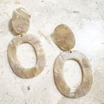Creamy Beige Marbled Resin Drop Earrings Tan Photo 2