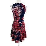 Michael Kors Michael Coral Sea Print Belted Mini Dress Ruffle Hem Navy Size XS Photo 3