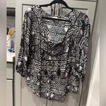 Mossimo Supply Co Tribal Aztec Print Blouse Cream and Black L Size L Photo 6