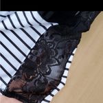 Source Unknown Black and White Striped One Shoulder Swimsuit Size L Photo 2