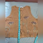 Vintage Bluefish Floral Hand Painted Linen Vest Women's 2 Tan/Brown Brown Photo 7