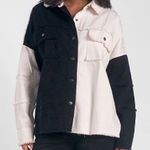 Elan  Black & White Distressed Color block
Jacket/Shirt(Size Small) Photo 0