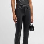 MOTHER The Insider Flood Faux Leather Jeans Black Size 24 NEW Photo 4