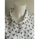 Tommy Hilfiger Women's Blue Bird Print Blouse Size XL GUC Photo 3
