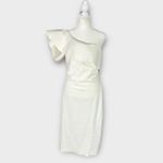 Chiara Boni Elisse Dress Women's 46 White One Shoulder Ruffle Sheath Knee Length Size 10 Photo 2