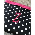 Z‎ Initials Polka Dot Ribbon Purse Tote Handbag Shoulder Bag Embroidered Black Photo 2