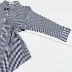LL Bean Blue Gingham 3/4 Sleeve Wrinkle Free Pinpoint Oxford Shirt Size SMALL Photo 7