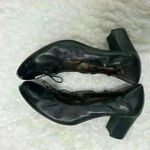 AGL Black Leather Bow Cap Toe Block Heel Pumps Shoes. Size undefined Photo 1