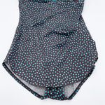 Maxine of Hollywood One Piece Swimsuit Skirt Front Brown Blue Polka Dot Size 10 Photo 4