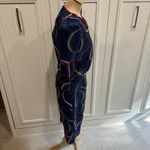 Vintage Sabino Navy‎ Rope Print Tiered Dress Nautical 80s Designer Old Money Blue Size 8 Photo 3