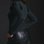 Anthropologie t.la Striped Ruffle Bohochic Coastal Cowgirl Quiet Luxury Top M Photo 2