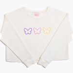 Frasier Sterling  Cream Cropped Butterfly Sweatshirt Photo 1