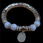Henri Bendel New York Moonstone and Silver Tone Beaded Bracelet Rhinestones Photo 0