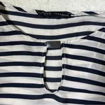 ZARA  Navy and White Stripe 3/4 Sleeve Blouse Photo 3