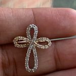 10k Gold Two Toned Diamond Pendant Slide Silver Photo 7