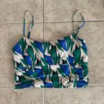 ZARA  Crop Top Small Ruched Stretching Back Spaghetti  Strap Blue/Green Photo 5