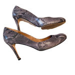 Ann Taylor gray metallic snake Leather high Heel pumps leather 8M Photo 0