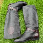 Vintage Italian Leather Equestrian Riding Boots Horse Emblem Tall Buckle 37 1/2 Black Size 6.5 Photo 1